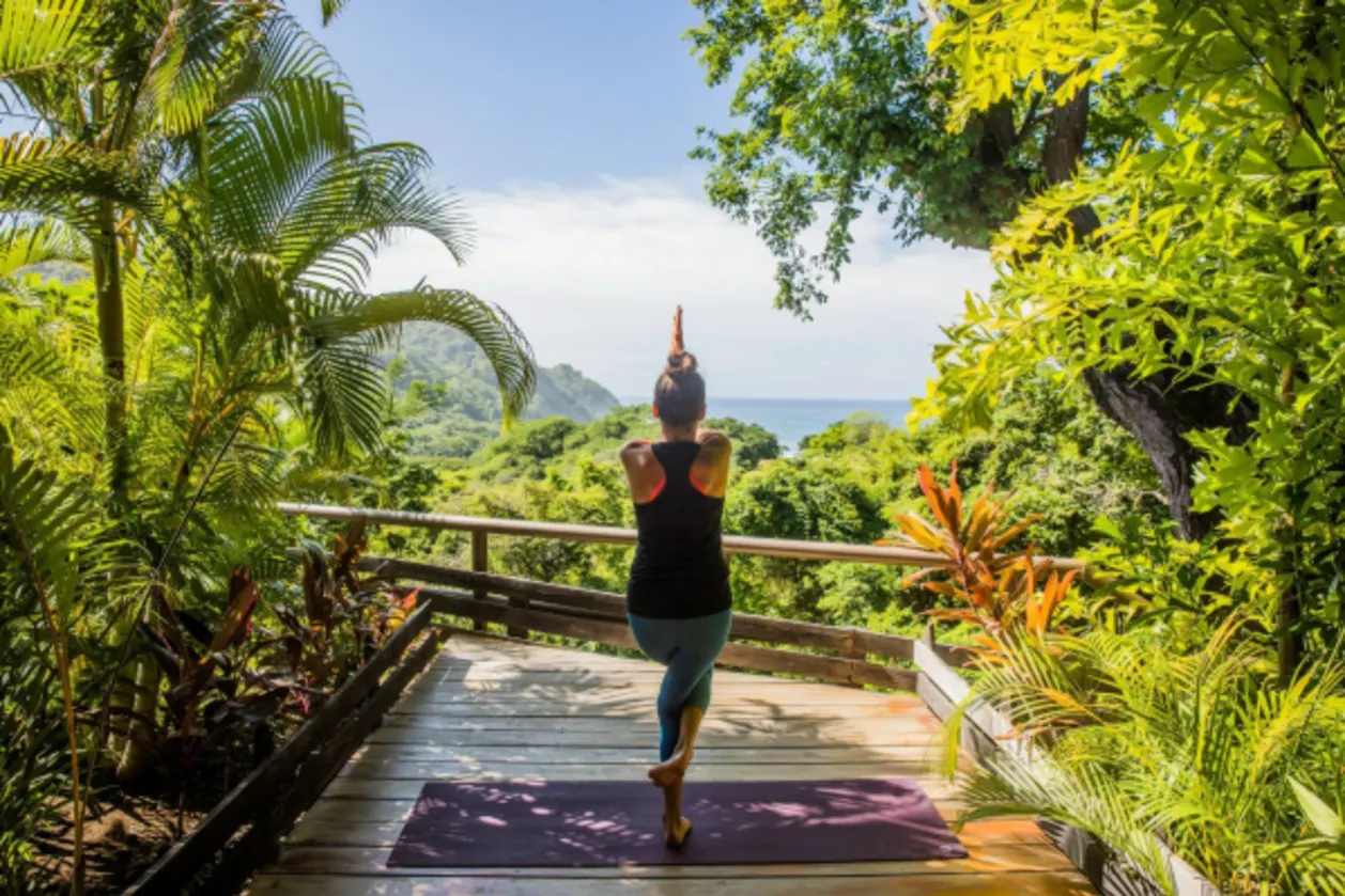 Hacienda Barrigona woman doing yoga - best wellness retreats in costa rica